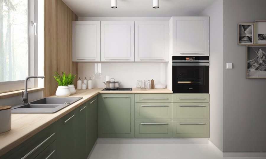 Кухня с деревянной столешницей