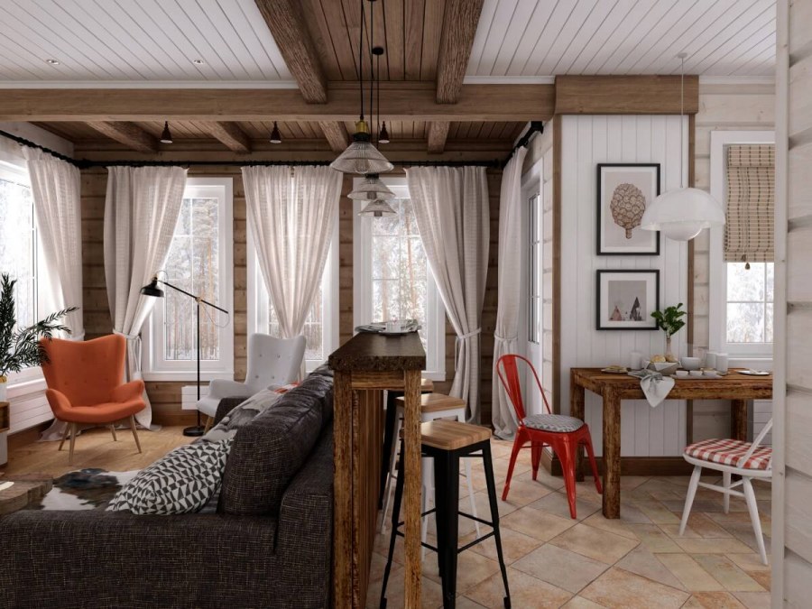 Скандинавский стиль в деревянном доме