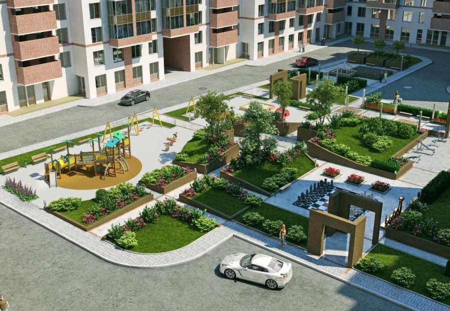 Озеленение территории двора