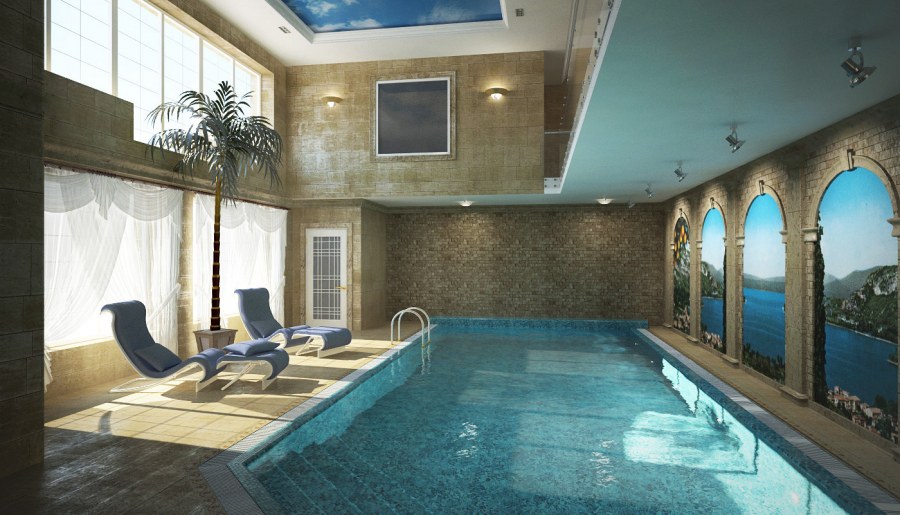 Красивый бассейн в доме