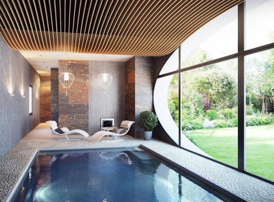 Интерьер дома с бассейном
