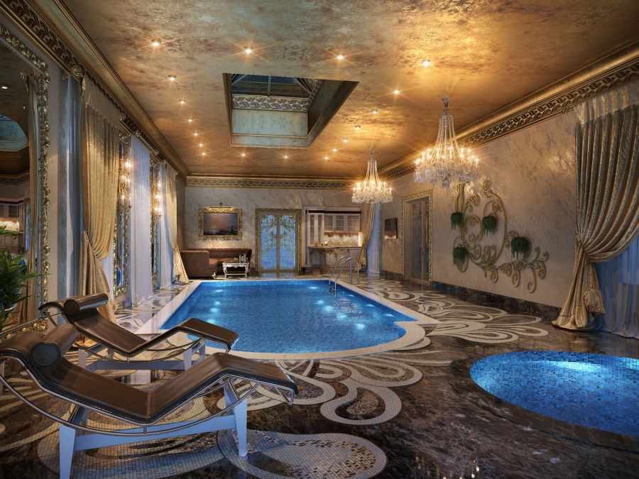 Интерьер бассейна в коттедже