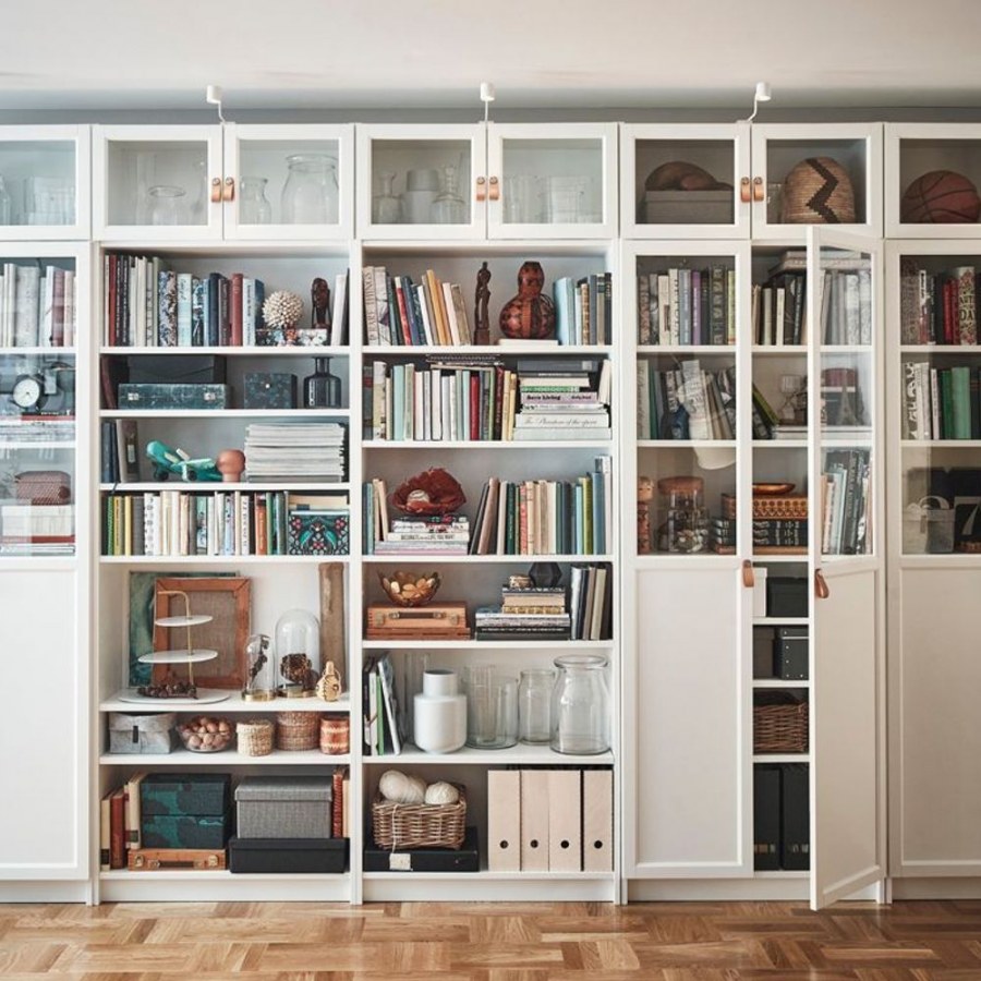 Шкаф книжный библиотека Элен 3 дуб молочный