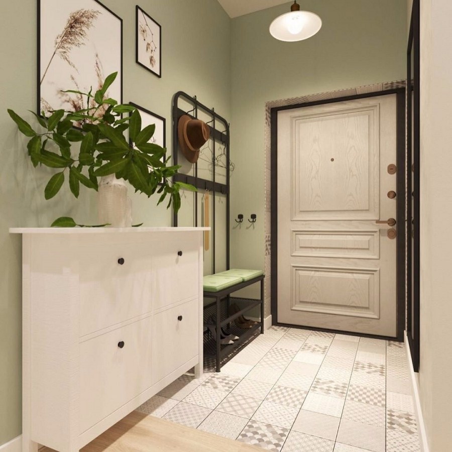 Прихожая в светло зеленых тонах