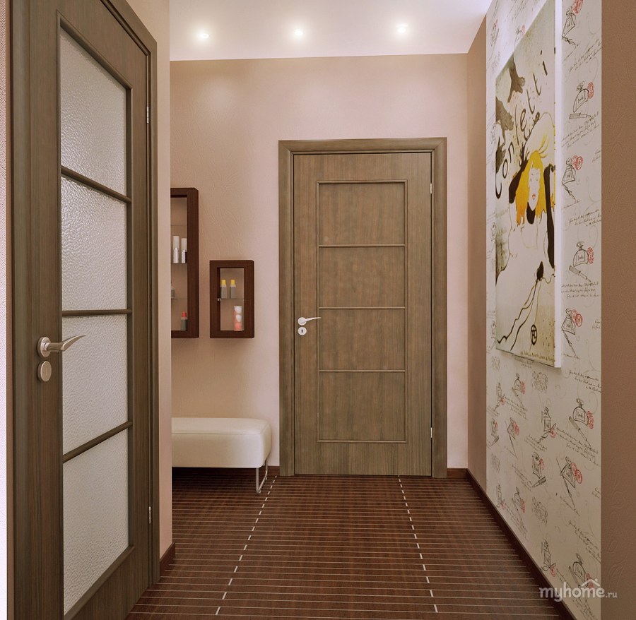 Коридор с дверями беленый дуб