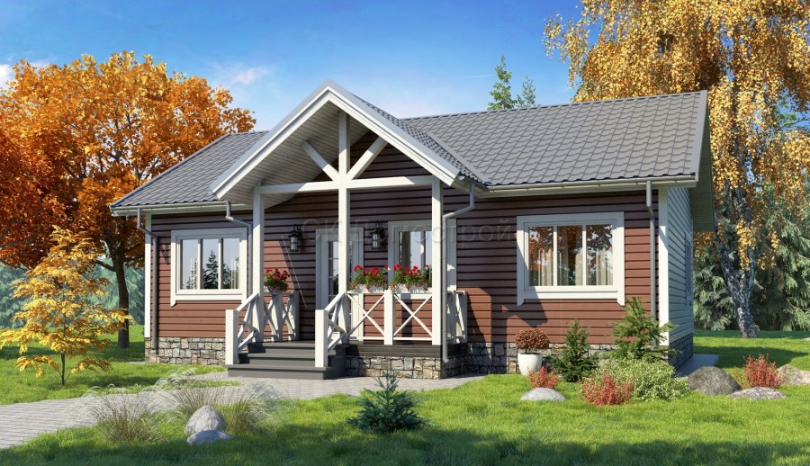 Одноэтажный каркасный дом