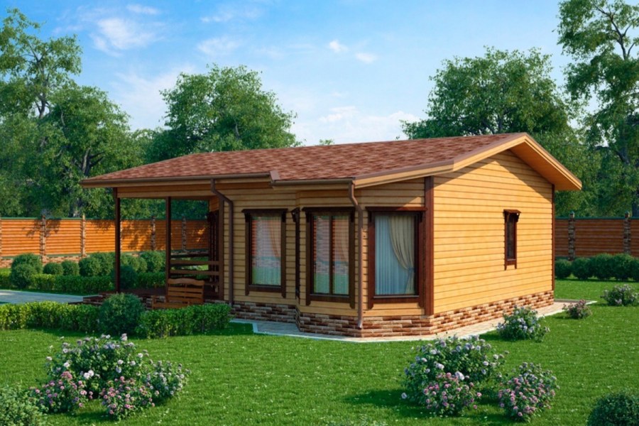 Баня с беседкой из бруса 4х10