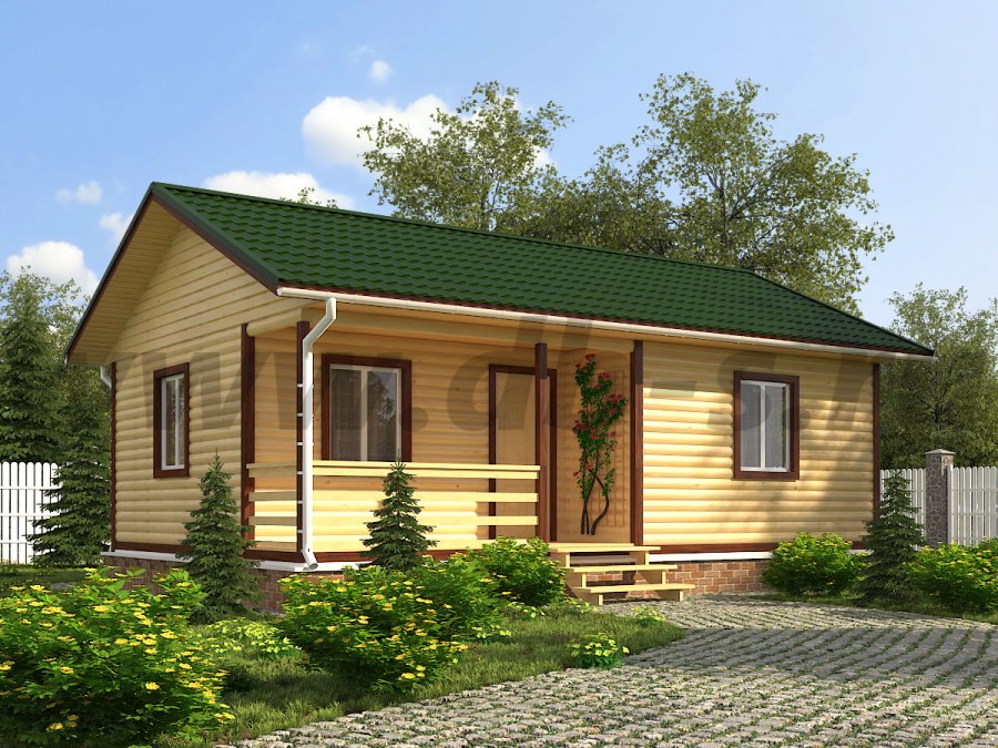 Одноэтажный каркасный дом баня