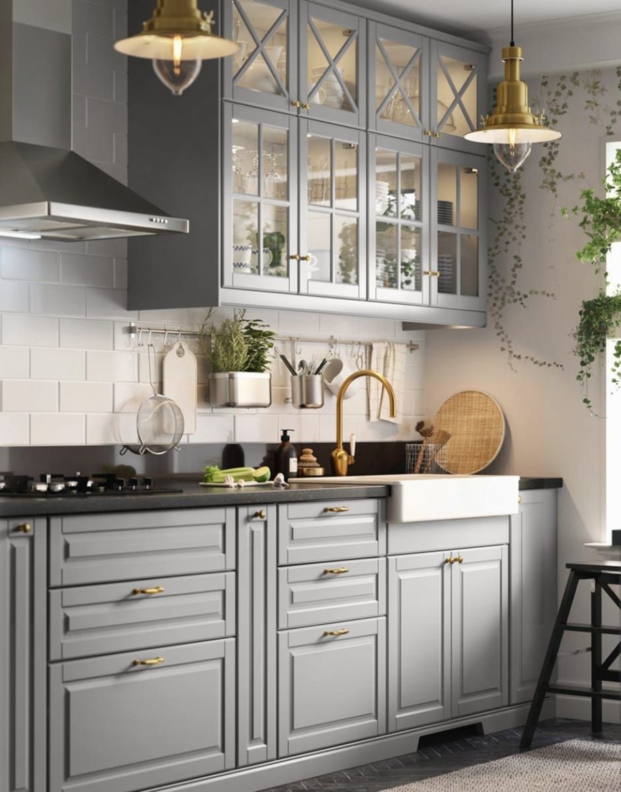 Кухня икеа Будбин серая