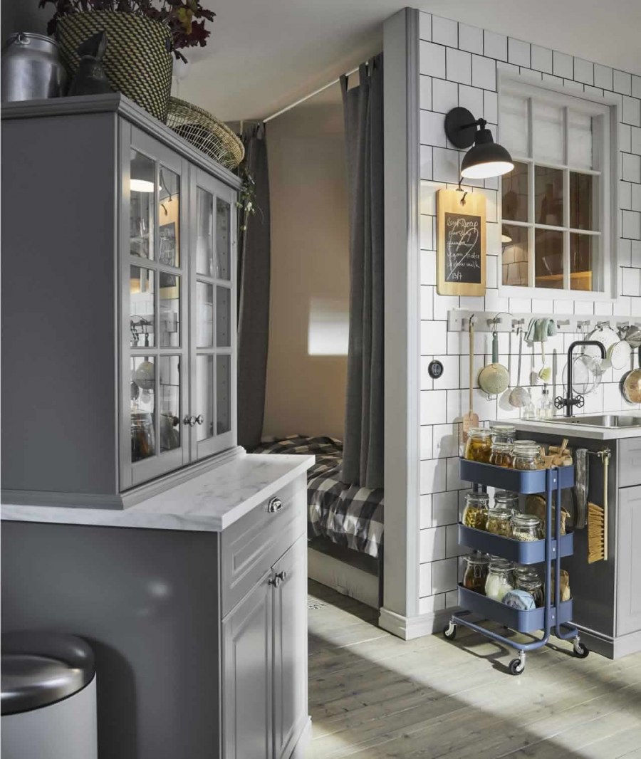 Кухни Будбин серая икеа 2020