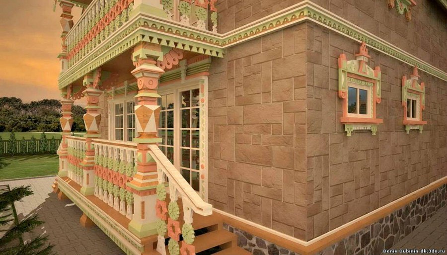 Отделка фасада в русском стиле