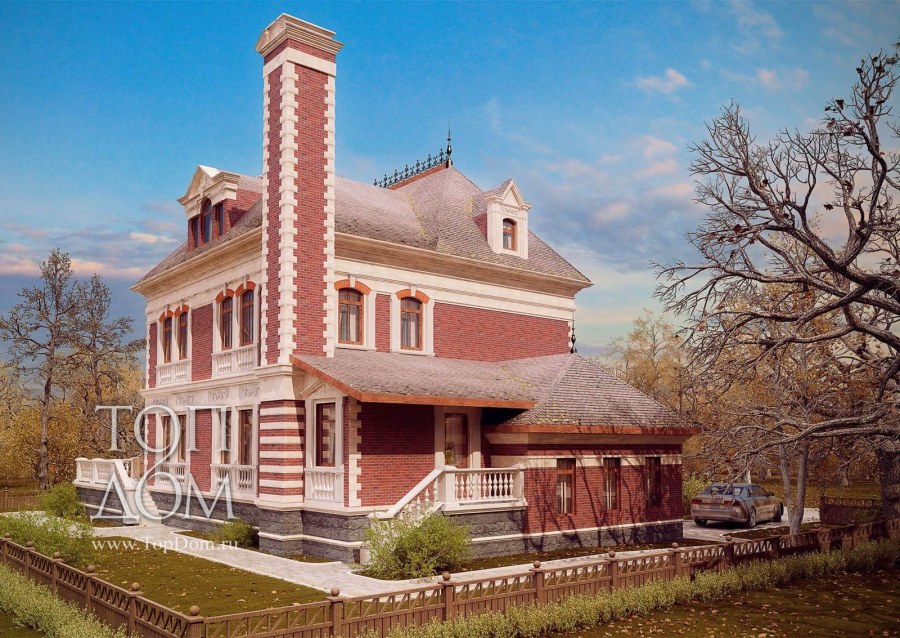 Терем из кирпича в русском стиле