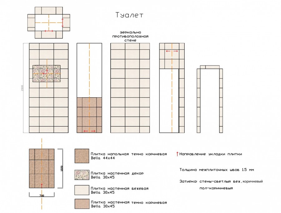 Раскладка плитки развертка