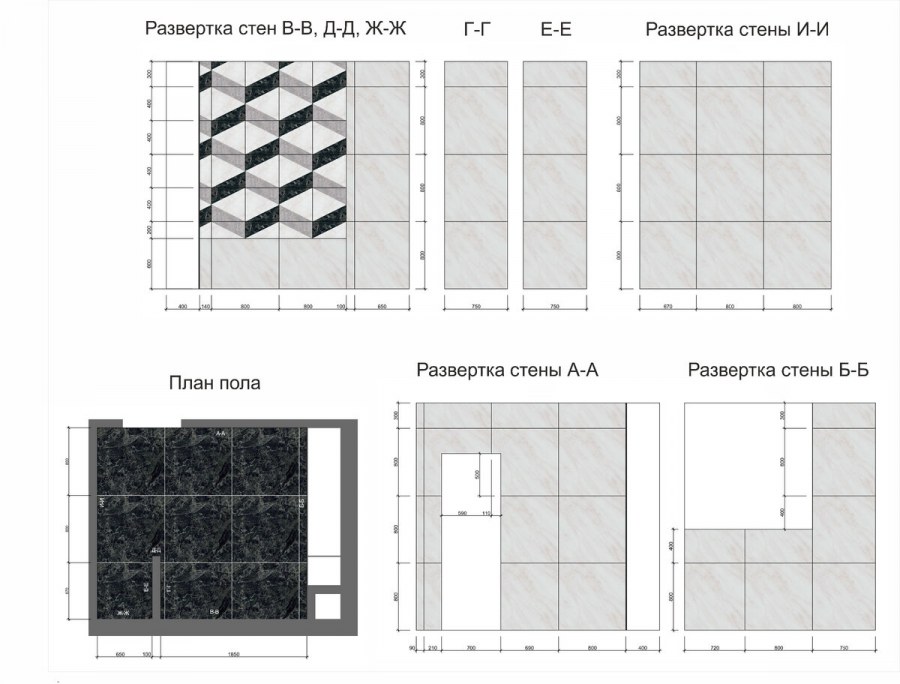 Раскладка плитки на пол коридор схемы