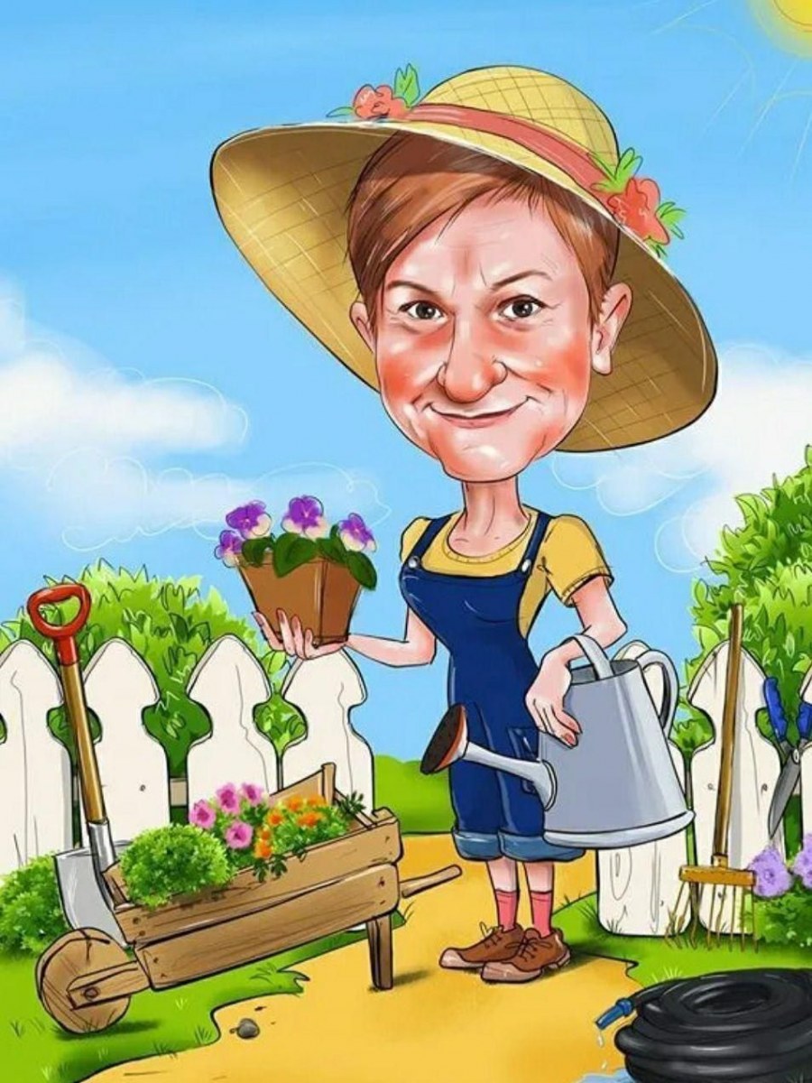 Шарж женщина на даче