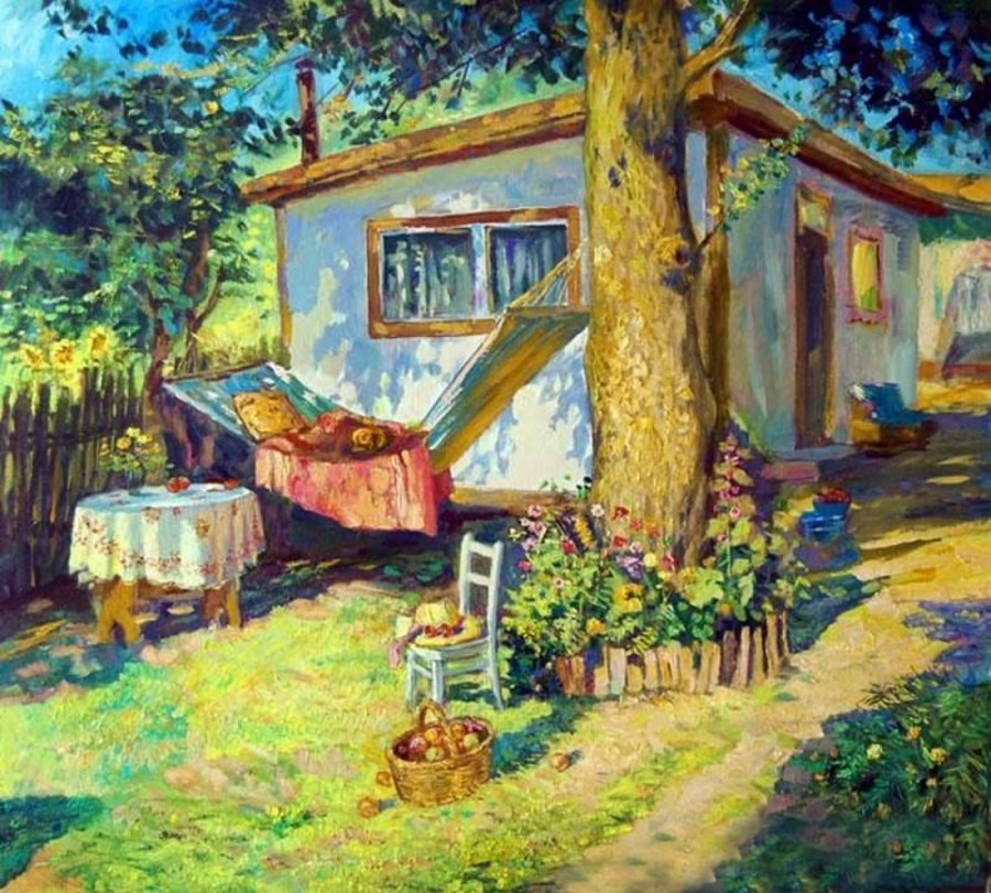 Дачный пейзаж живопись