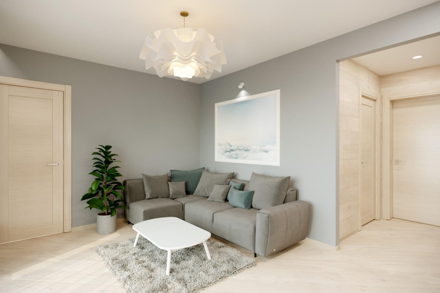 Шторы в гостиную в современном стиле асимметрия