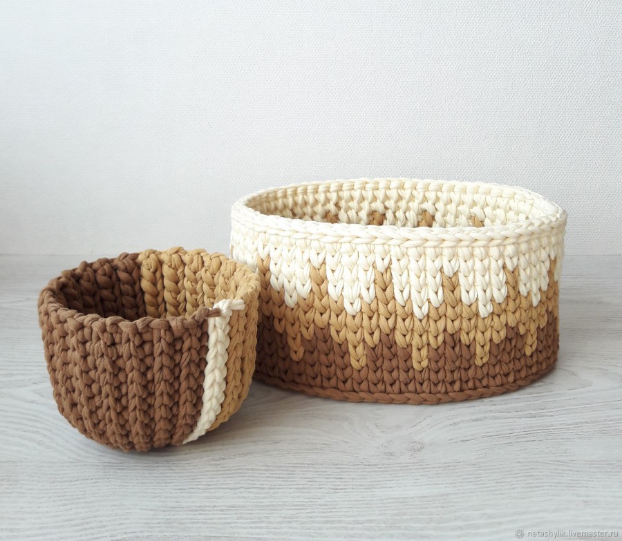Вязаные интерьерные корзинки