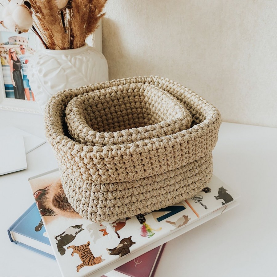 Вязаные корзины из трикотажной пряжи