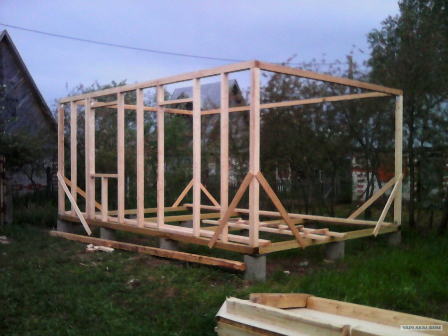 Каркасные летние домики с беседкой