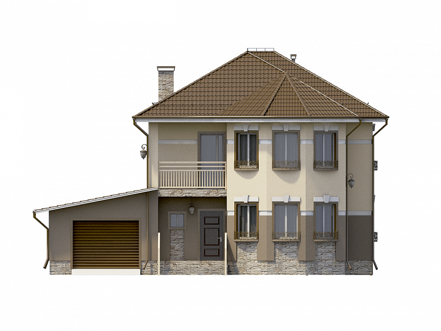 Фасады двухэтажных домов с гаражом