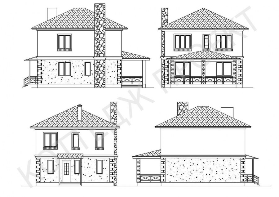 Фасад дома чертеж