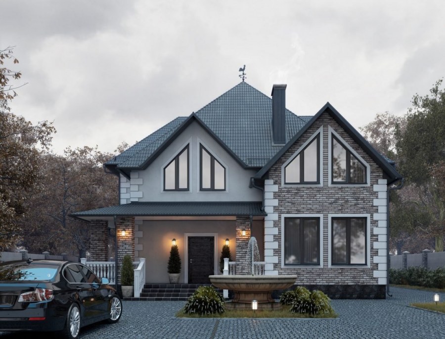 Фасады мансардных домов