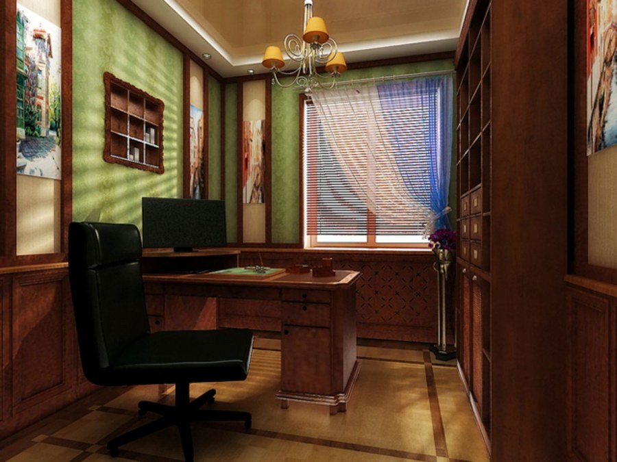 Интерьер маленького домашнего кабинета