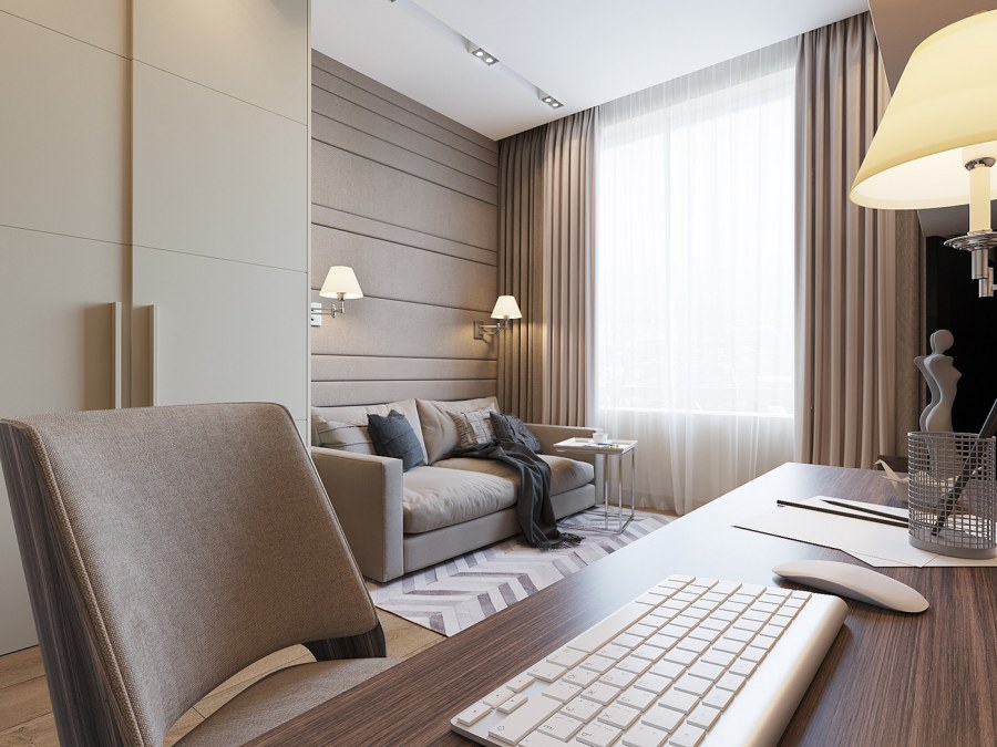 Интерьер кабинет хайтек 12 кв.м