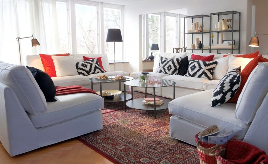 Ковер в гостиной в скандинавском стиле