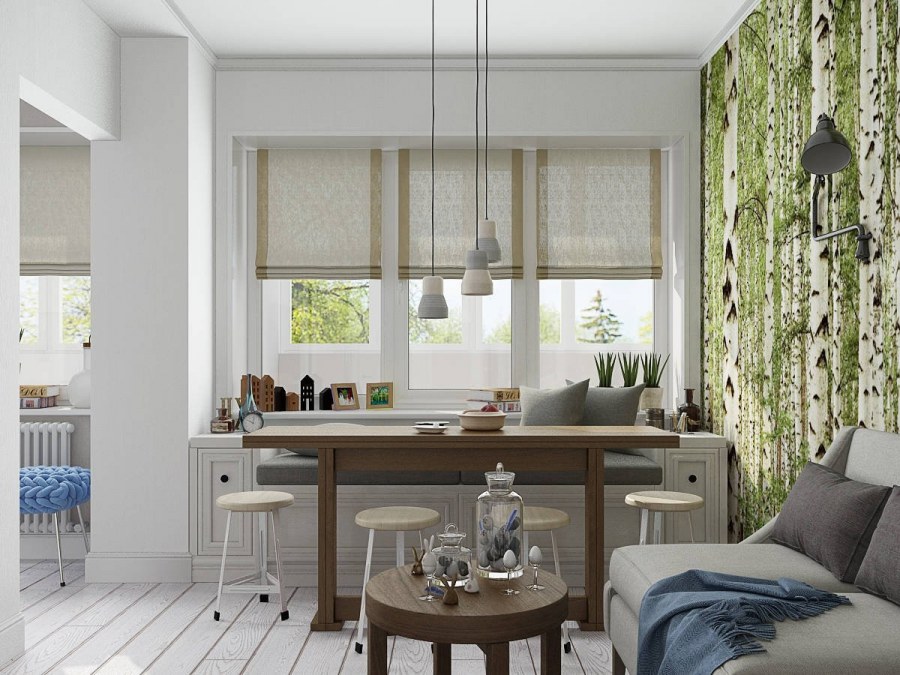 Шторы в интерьере кухни