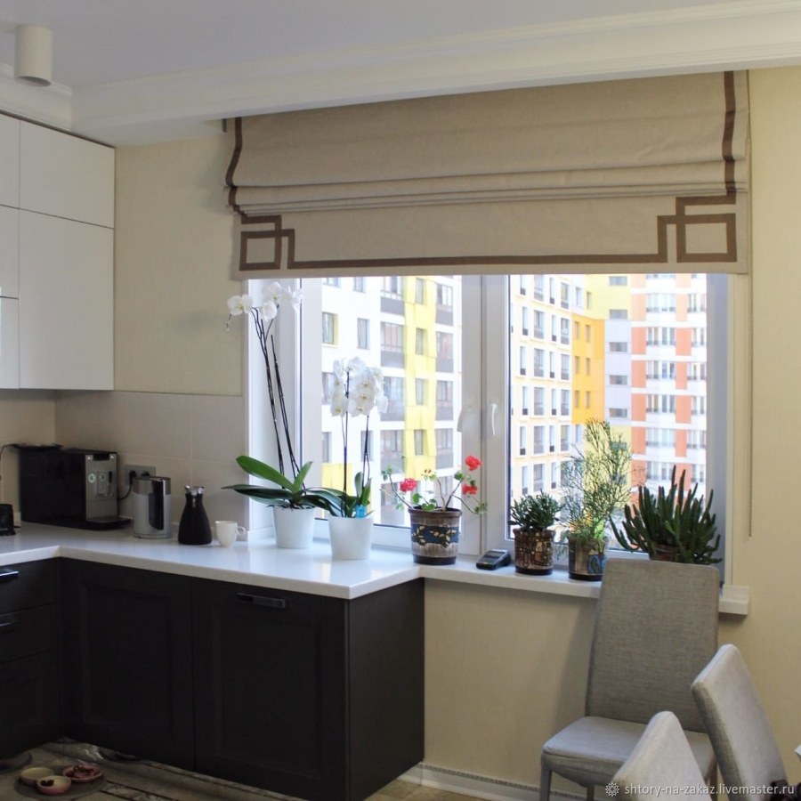 Римские шторы на кухная