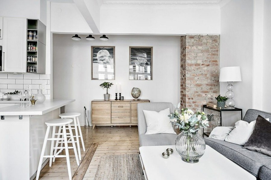 Кухня в скандинавском стиле с элементами лофта