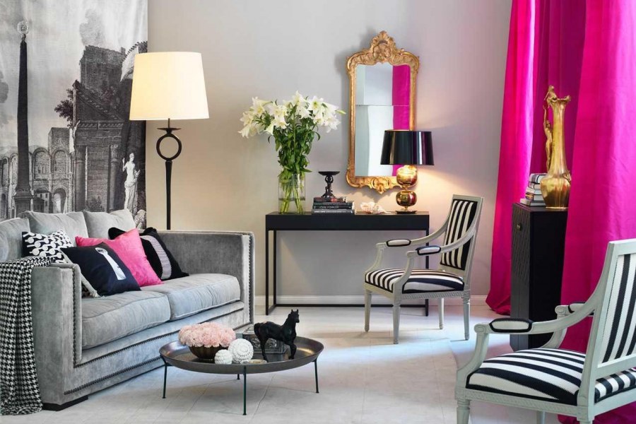 Серо-розовый интерьер