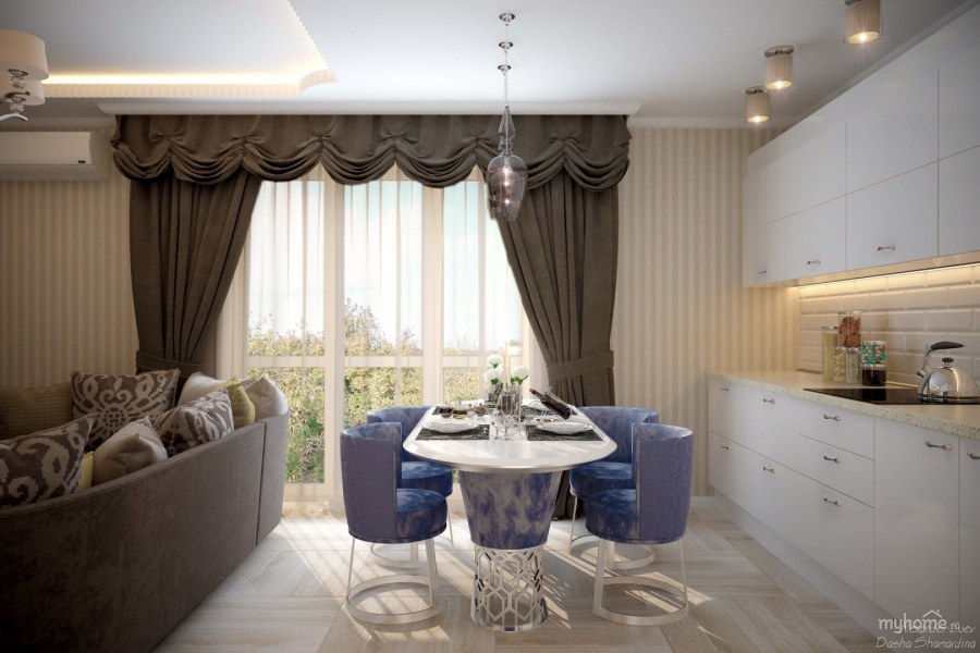 Интерьер белой столовой