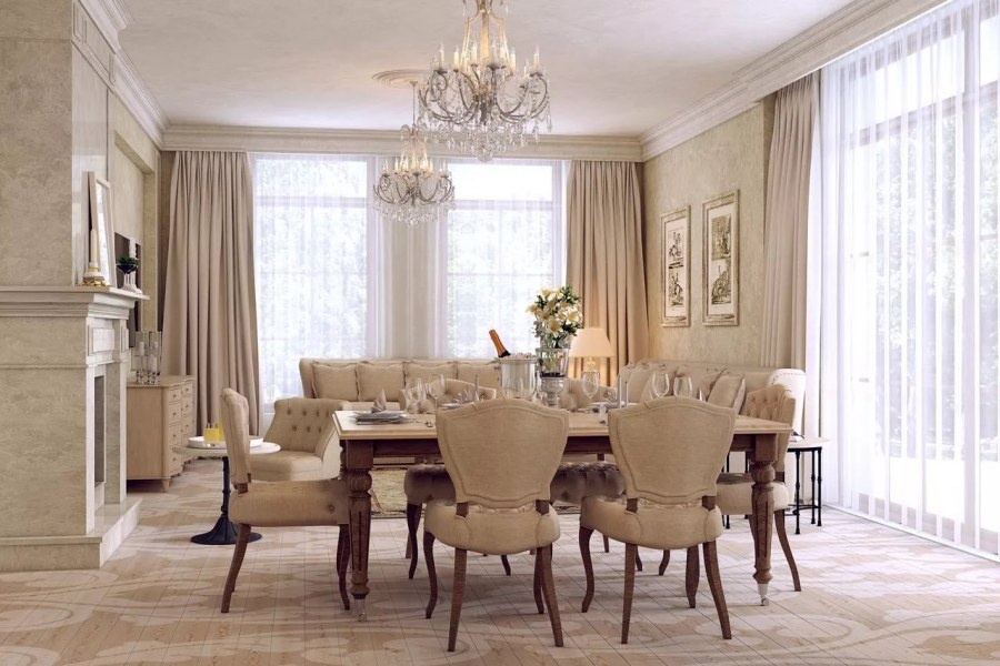 Шторы для бежевой кухни современная классика