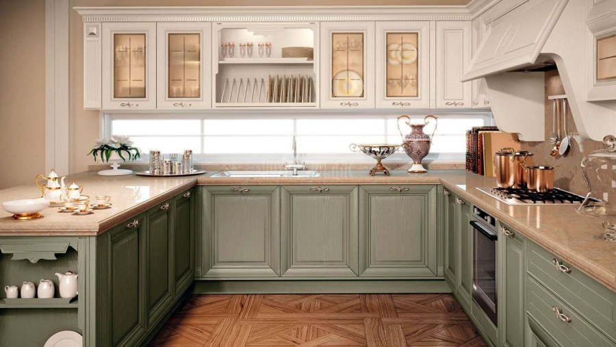 Кухни Неоклассика олива патина