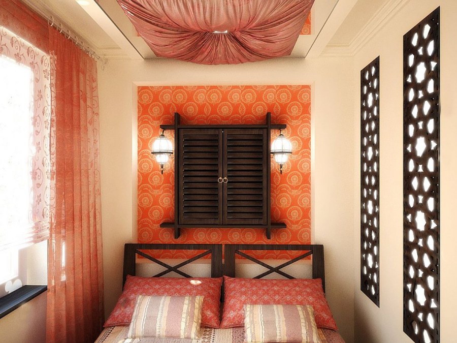 Топчан на балконе в стиле бохо