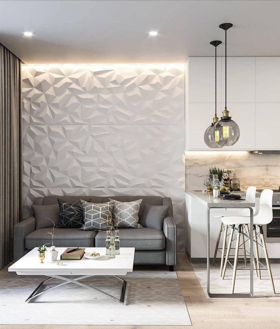 Стеновые панели в интерьере гостиной