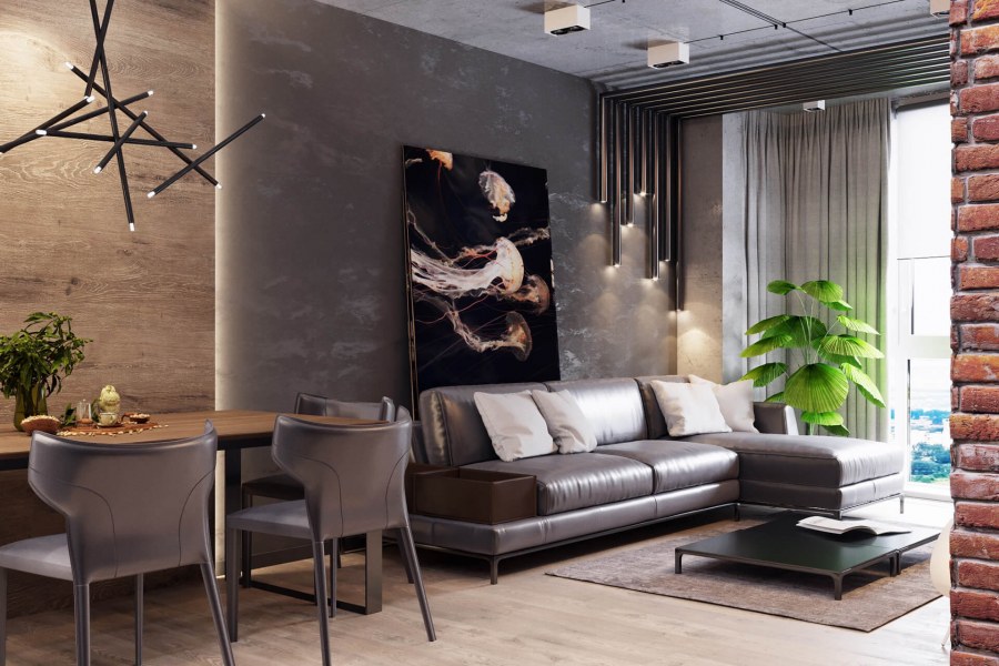 Ламинат на стене в интерьере кухни