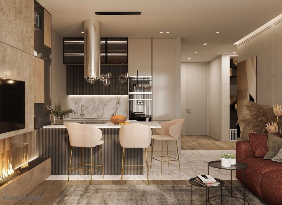 Современный интерьер в бежевых тонах