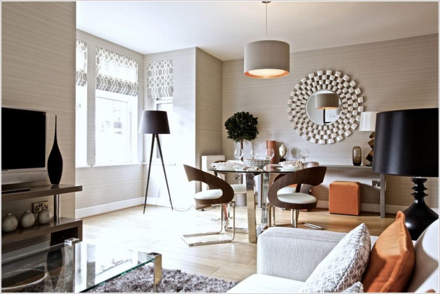 Серая кухня гостиная