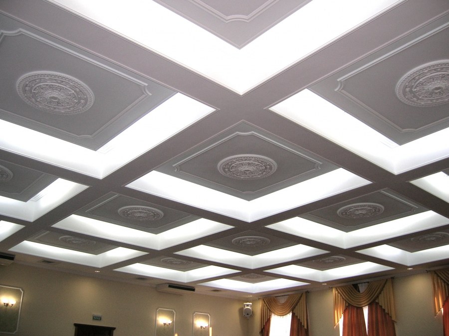 Кессонный потолок из гипсокартона