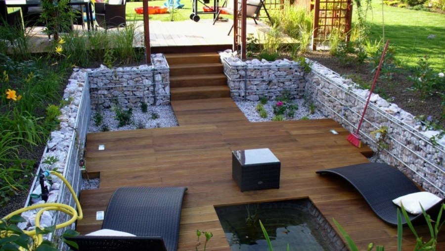 Патио из габионов