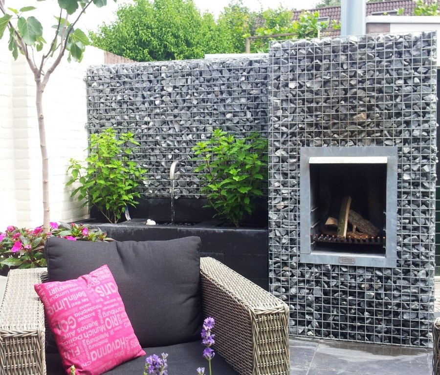 Декоративная стенка из габионов