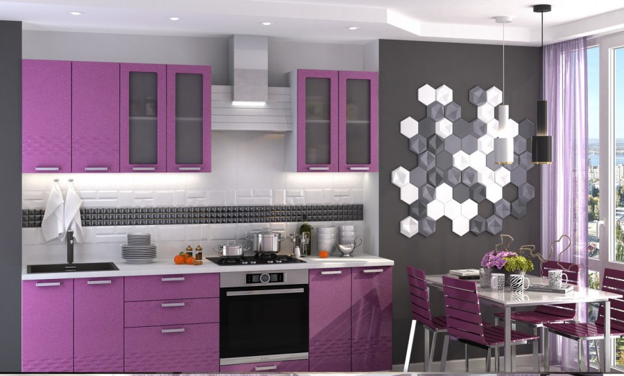Кухня Глория фиолетовый металлик