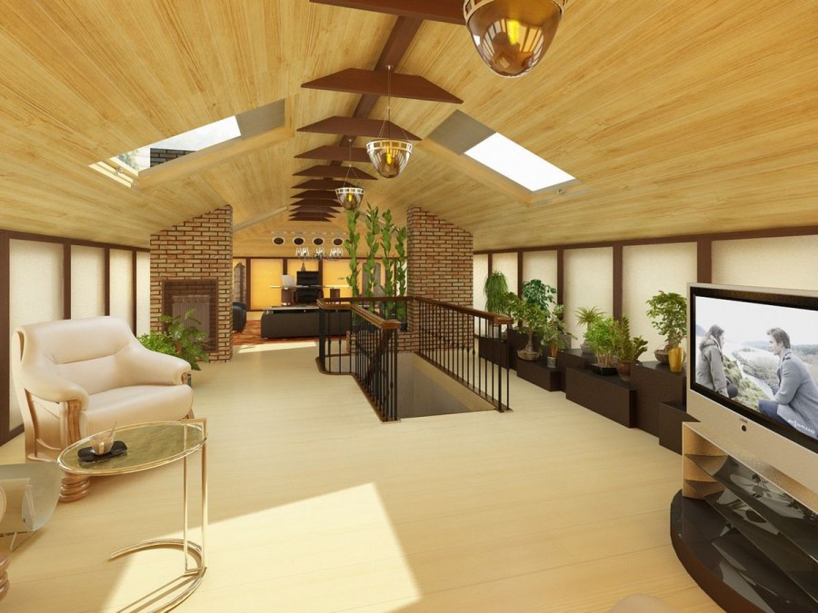 Интерьер второго этажа загородного дома