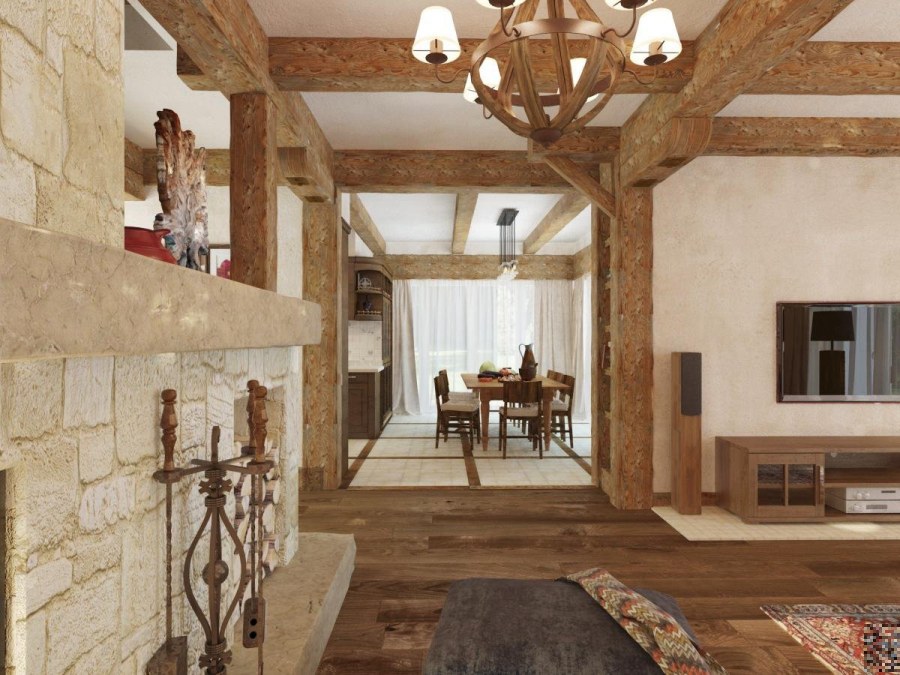 Каркасные дом с внутренней отделкой в стиле Шале