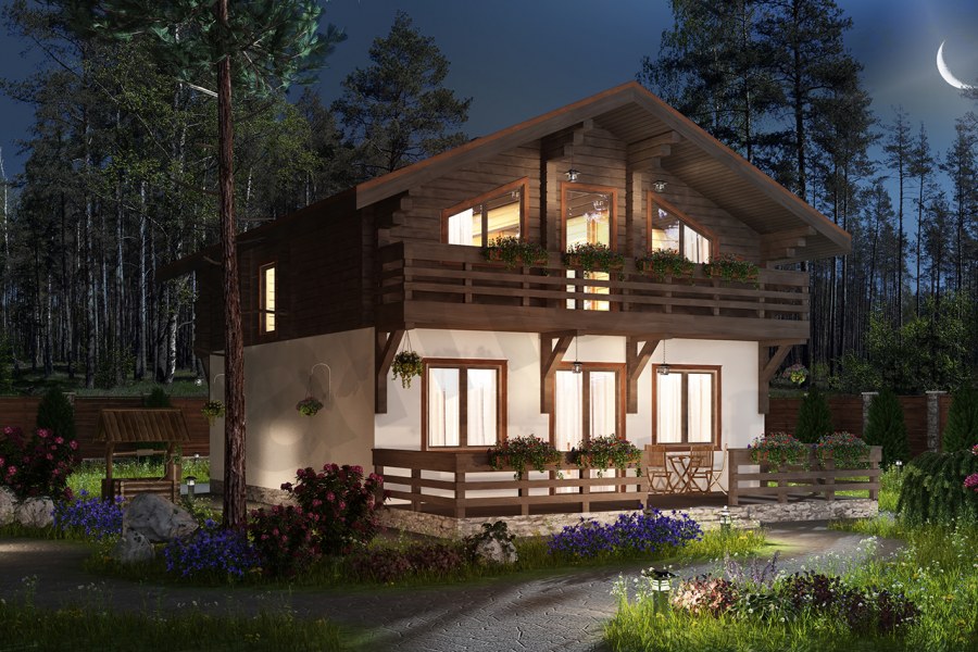 Дом Шале из клееного бруса