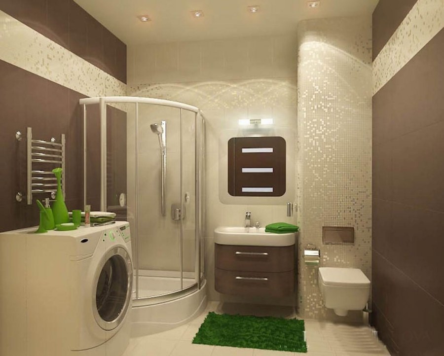 Ванная в коричнобежевых тонах